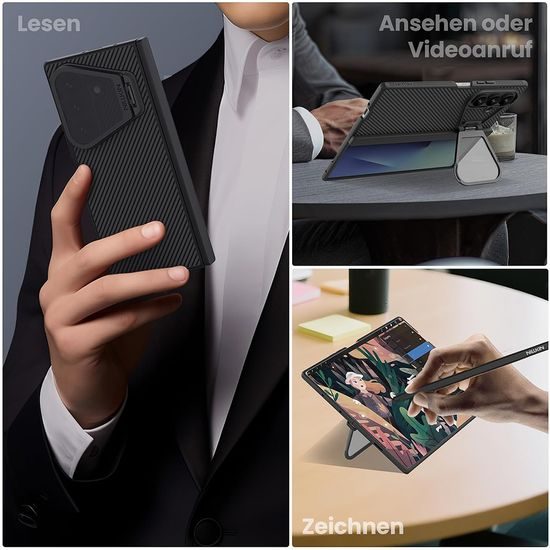 Samsung Galaxy Z Fold 8 Ultra vāciņš – Nillkin CamShield Pro Magnetic S Pen – melns