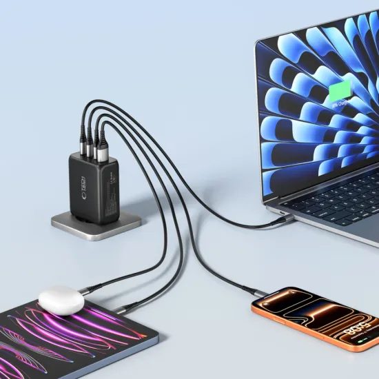 Tech-Protect NC200W-GAN φορτιστής 4 θυρών, PD 200W / QC3.0, μαύρο