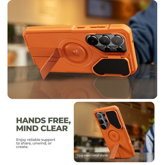 Dexnor MagSafe 360 Kickstand Hoesje - Samsung Galaxy S26 Ultra - met Camera Cover & Standaard - Schokbestendig - Oranje