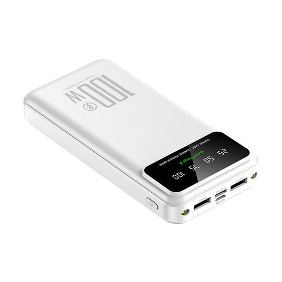 Powerbank 20000mAh mit 100W Super Charge und QC3.0 - LED-Licht - Weiß