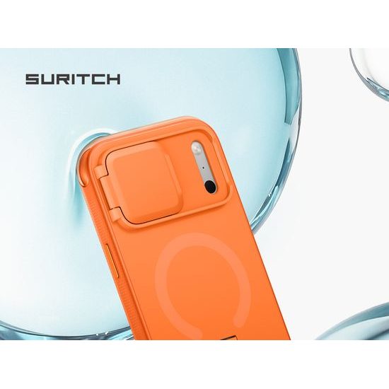Husă Suritch AirBounce Bumper MagSafe cu Suport și Protecție Cameră, iPhone 17 Pro Max / 18 Pro Max, portocaliu