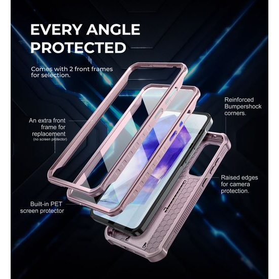 Dexnor 360 Kickstand táborvédő borító Samsung Galaxy A55, rózsaszín