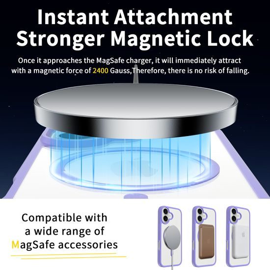 JP MagFit Clear MagSafe θήκη με μαγνήτη N52, iPhone 17, μωβ