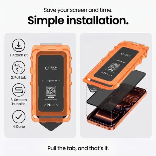 Tech-Protect Privacy Tvrzené sklo Quick Set+, iPhone 18 Pro, 2 kusy