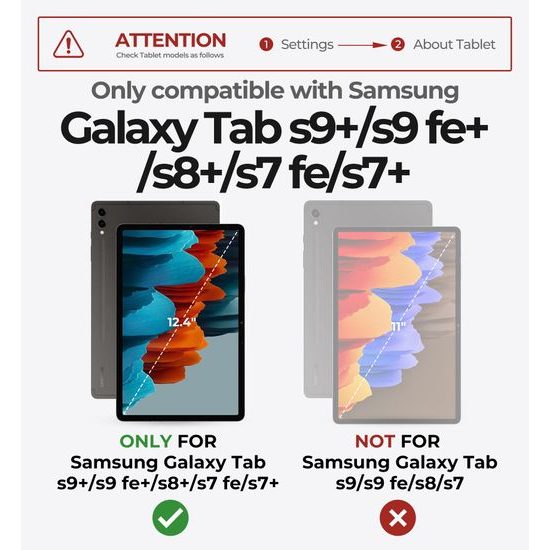 Dexnor pouzdro s klávesnicí, Samsung Galaxy Tab S7+ / S7 FE / S8+ / S9+ / S9 FE+, bílé
