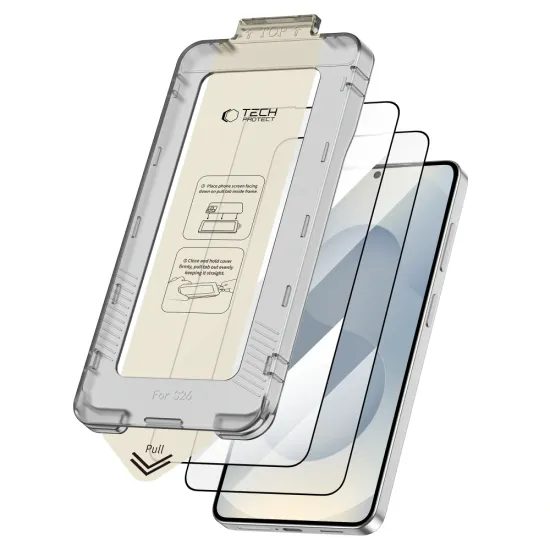 Tech-Protect edzett üveg Quick Set+, Samsung Galaxy S26, fekete, 2 db