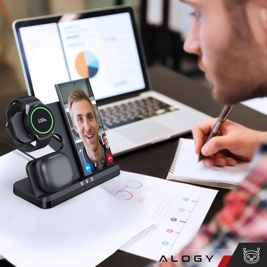 Ασύρματος φορτιστής 3σε1 για Samsung, μαύρος