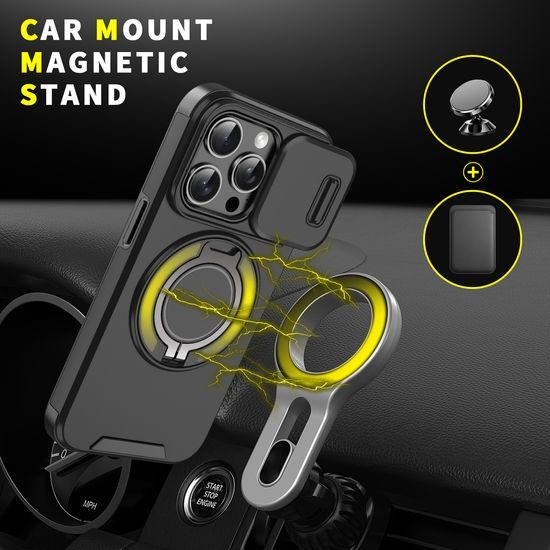 Camslide Stand obal, iPhone 15 Pro, čierny
