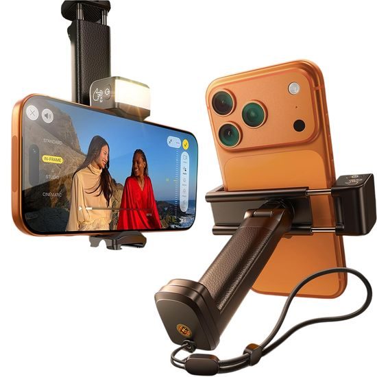 Lisen Handy Tischhalterung A133 für Smartphones 4-6,8" - mit LED-Licht und Clip-Befestigung - Schwarz