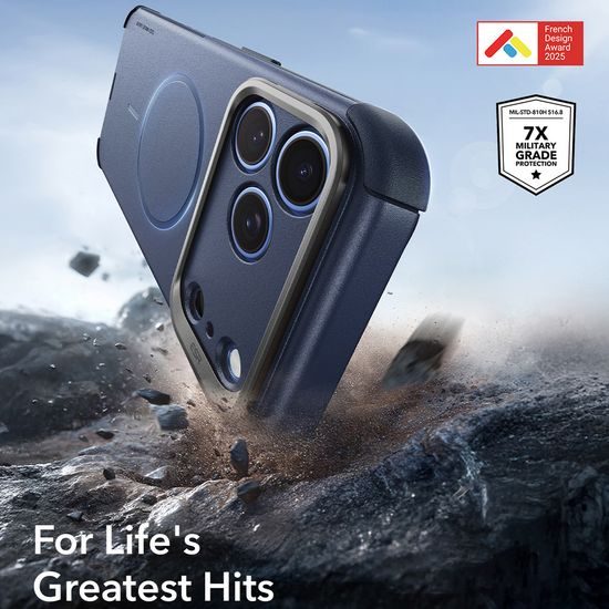 iPhone 17 Pro / 18 Pro vāciņš – ESR Cyber Armor Kickstand ar statīvu – zils