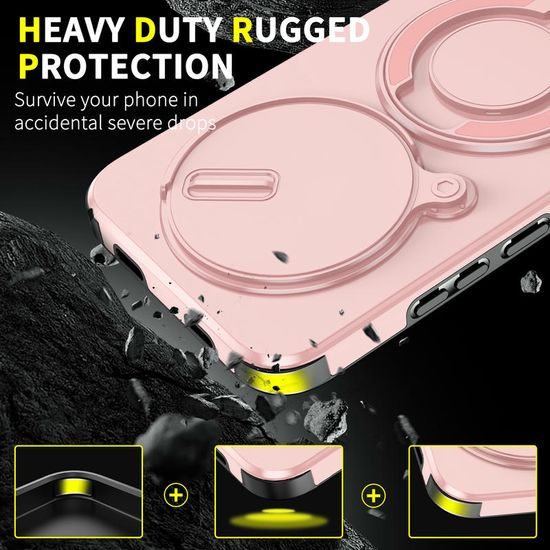 Camslide Stand Schutzhülle für Xiaomi Redmi Note 15 Pro 5G - Mit Kamera-Schieber und Metallständer - Rosa