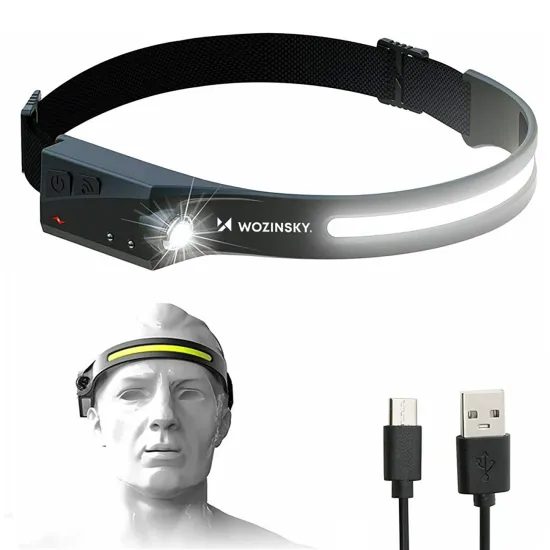 Wozinsky WLC-1200, Φακός κεφαλής με αισθητήρα κίνησης, 350 lm, IPX4, μαύρο