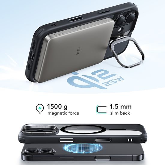 Kryt ESR Classic Hybrid HaloLock Kickstand, iPhone 17, clear black