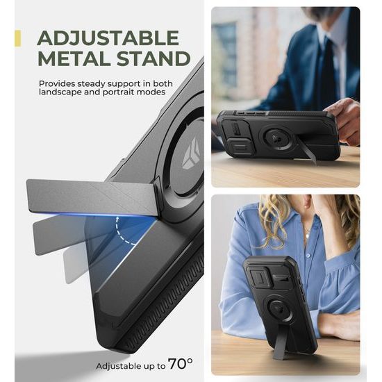 Dexnor Privacy MagSafe Kickstand Camprotector etui iPhone 16 Pro Max, črn