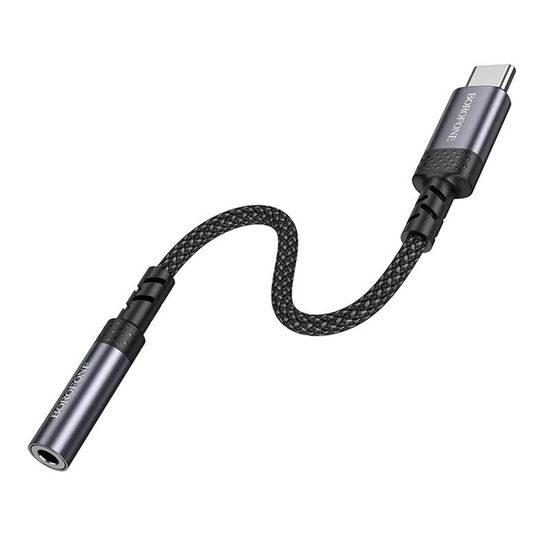 Borofone Audio Adapter (BV24) USB-C auf 3,5mm Klinke für moderne Smartphones - DAC Chip - 15 cm - Grau