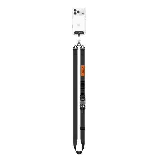 Tech-Protect C9S Crossbody Handykette für Smartphones - Verstellbarer Umhängeband mit Magnetverschluss - Schwarz/Orange