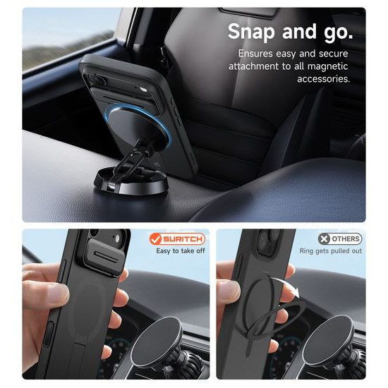 Suritch MagSafe Kickstand Camprotector θήκη iPhone Air, μαύρη