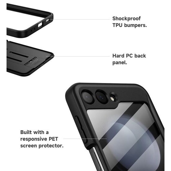 Suritch 360 Θήκη Samsung Galaxy Z Flip 5, Μαύρη