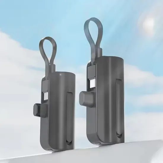 Powerbank PlugOn Lightning με καλώδιο USB-C, 5000 mAh, QC, μαύρο