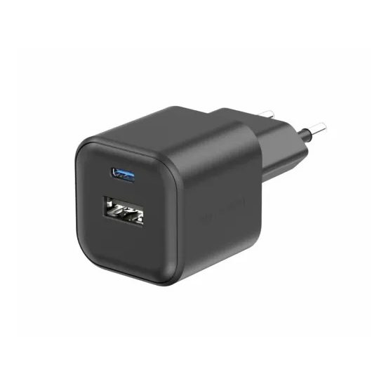 Swissten Netzladegerät GaN 1x USB-C 20W PD und 1x USB-A 18W QC, schwarz
