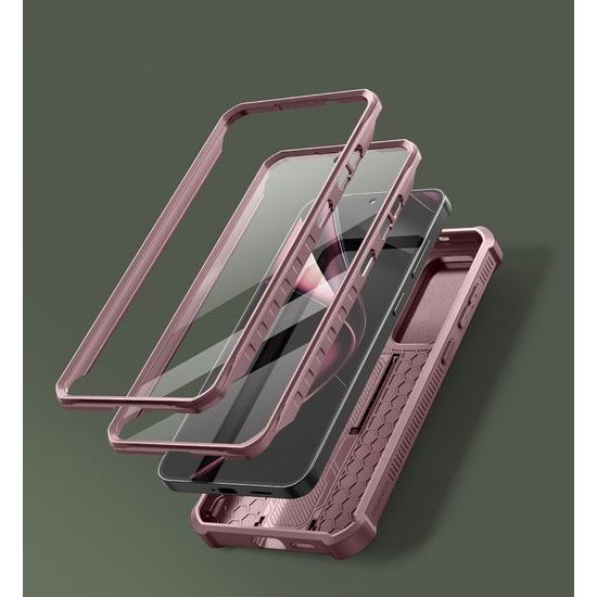 Dexnor 360 Kickstand Camprotector borító Samsung Galaxy S25 Plus, rózsaszín