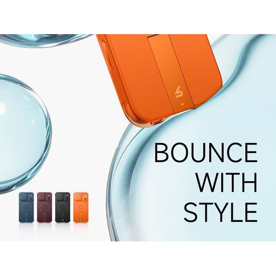 Husă Suritch AirBounce Bumper MagSafe cu Suport și Protecție Cameră, iPhone 17 Pro Max / 18 Pro Max, portocaliu