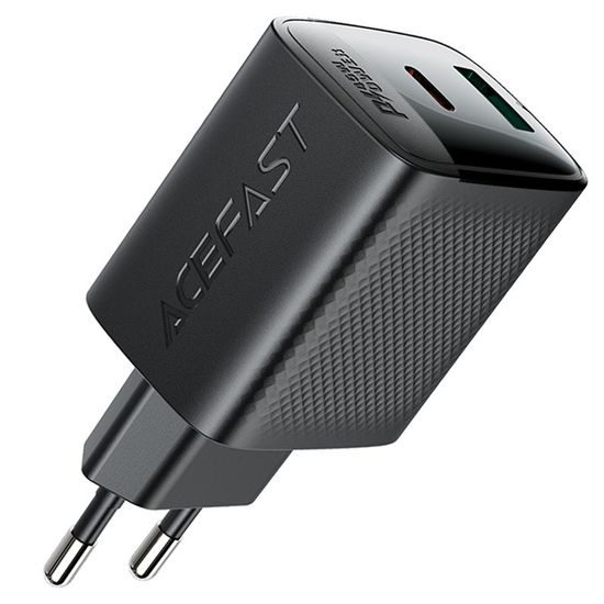 Acefast A106 GaN töltő, 45W, 3 A, USB-C + USB, fekete