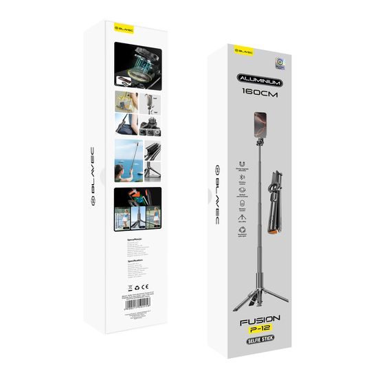 Blavec MagSafe Selfie Stick met Automatische Uitschuiving, Statief en Bluetooth Afstandsbediening - 160 cm - Zwart