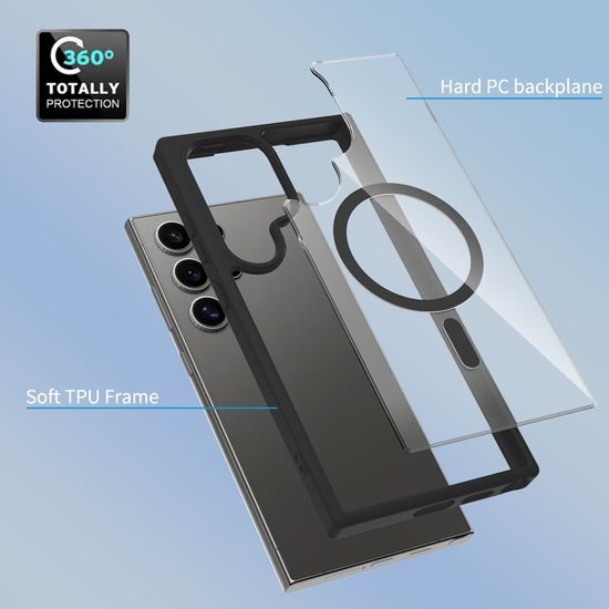 JP MagFit Clear MagSafe Θήκη με Μαγνήτη N52, Samsung Galaxy S24 Ultra, Μαύρη