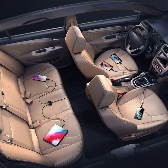 Joyroom Autolader - 5x USB Snellader - 6,2A met 1,5m Verlengkabel - Zwart (JR-CL03)