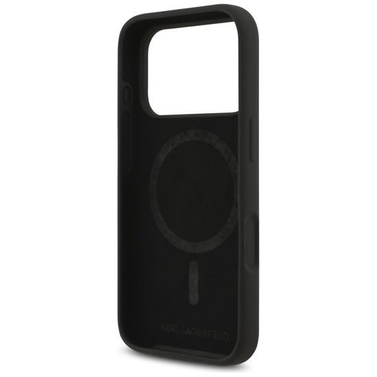 Karl Lagerfeld Siliconen Hoesje KC Body Ring - MagSafe geschikt - voor iPhone 17 Pro / 18 Pro - Zwart