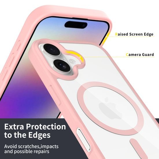 JP MagFit Clear MagSafe θήκη με μαγνήτη N52, iPhone 17, ανοιχτό ροζ