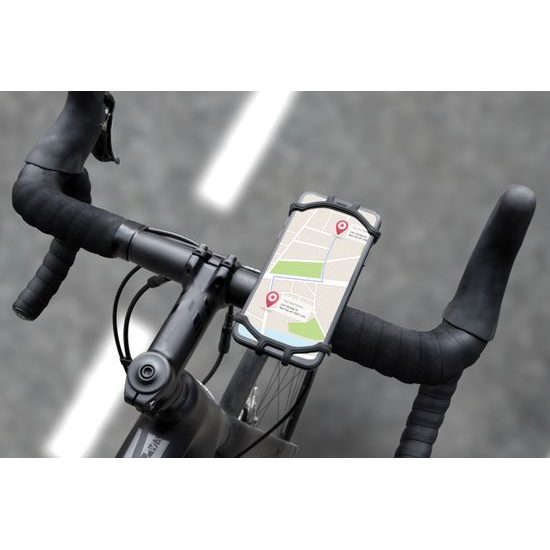 Silikónový držiak mobilného telefónu na bicykel FIXED Bikee, čierny