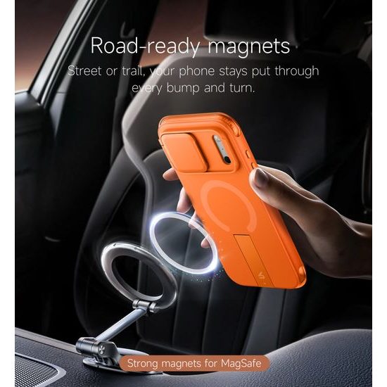 Husă Suritch AirBounce Bumper MagSafe cu Suport și Protecție Cameră, iPhone 17 Pro Max / 18 Pro Max, portocaliu