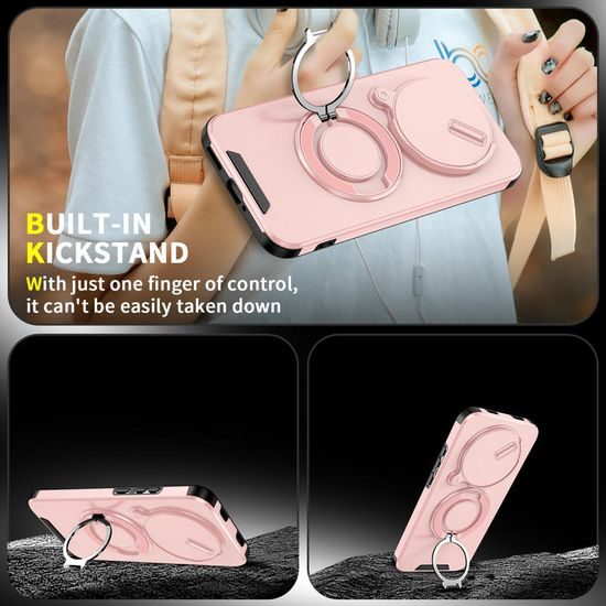 Camslide Stand Schutzhülle für Xiaomi Redmi Note 15 Pro 5G - Mit Kamera-Schieber und Metallständer - Rosa