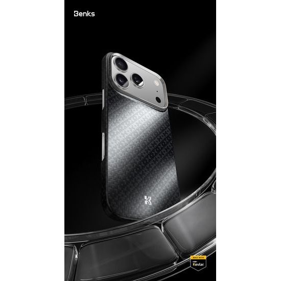 Benks Magnetic Armor Air Armor Grid Kevlar θήκη Metal Frame, iPhone 17 Pro Max, μαύρη
