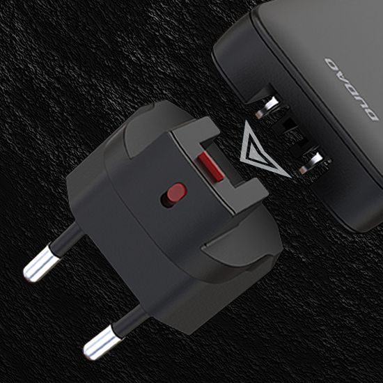 Dudao A65Q potovalni polnilnik USB-A + USB-C, 65W GaN PD, črn