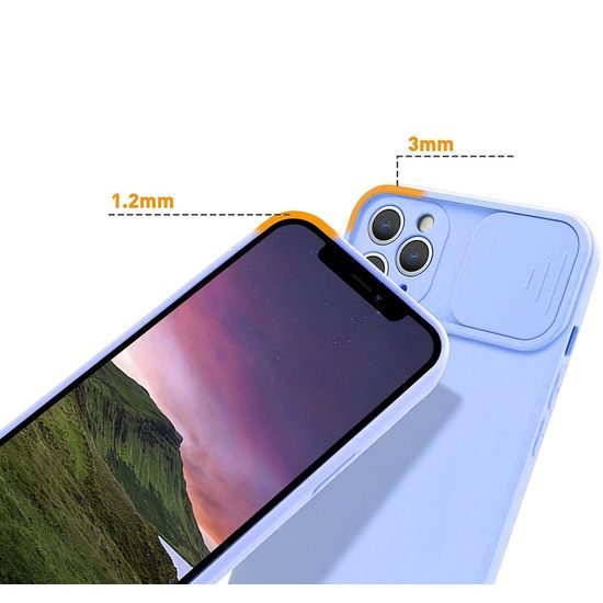 Husă Nexeri cu capac pentru cameră, iPhone 14 Pro, albastru deschis