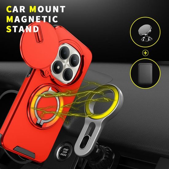 Camslide Stand obal, Xiaomi Redmi Note 15 Pro 5G, červený