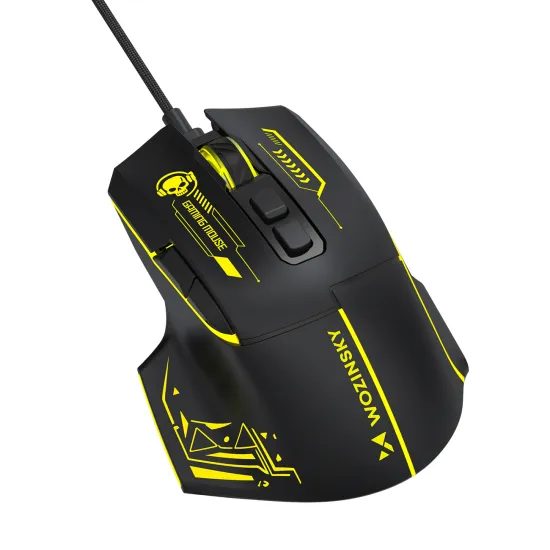 Wozinsky WMGK-1181W Kabelgebundene Optische Gaming Maus für Rechtshänder - 7200 DPI - 7 Tasten - Schwarz / Gelb