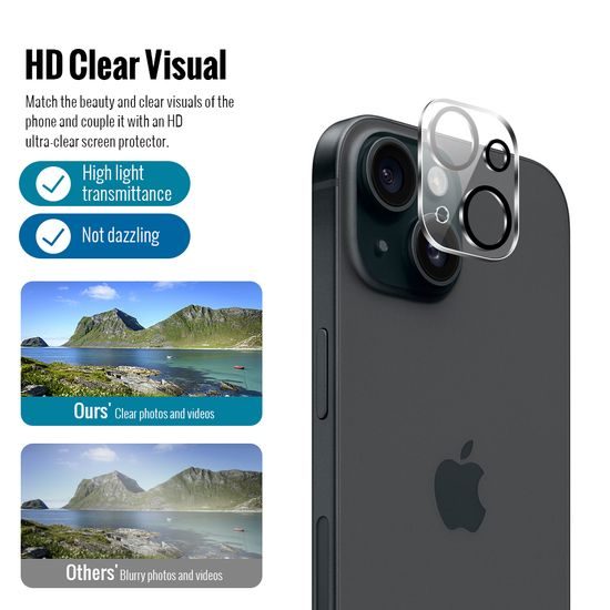 JP Combo pack, Komplet 2 kaljenih stekel in 2 stekel za kamero, iPhone 15