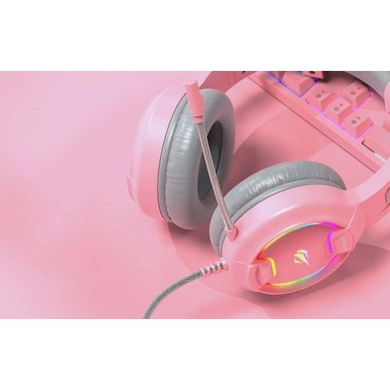 Havit GAMENOTE H2233d RGB játék headset, rózsaszín