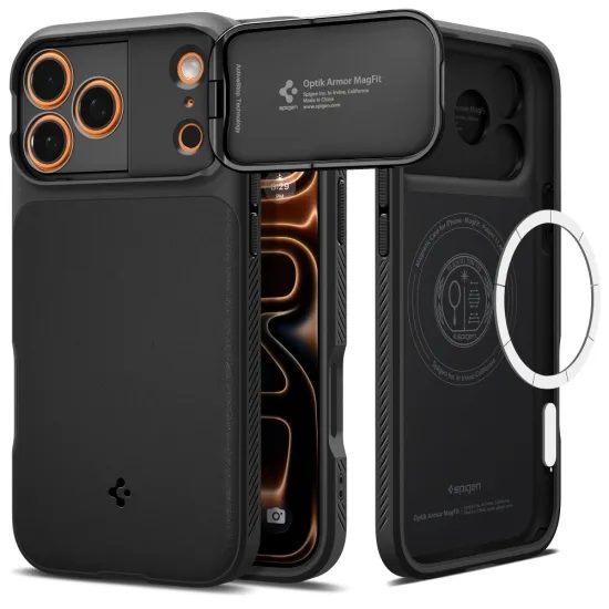 iPhone 17 Pro Max / 18 Pro Max vāciņš – Spigen Optik Armor MagSafe – melns