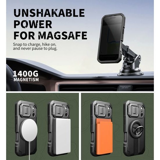 Dexnor Privacy MagSafe Kickstand Camprotector калъф iPhone 17 Pro, черен