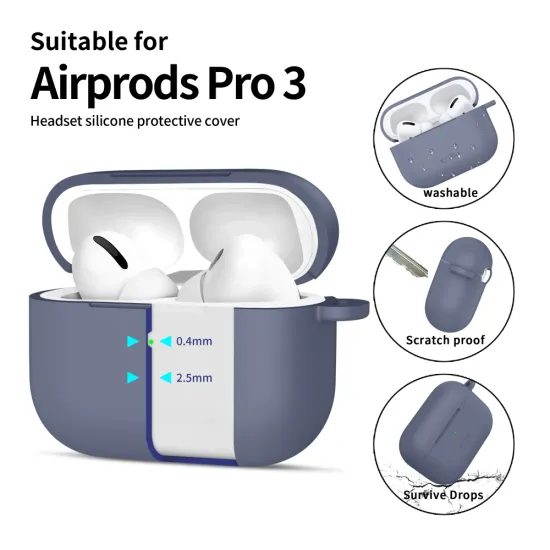 Tech-Protect Σιλικονική θήκη, Apple AirPods Pro 3, ανοιχτό μπλε