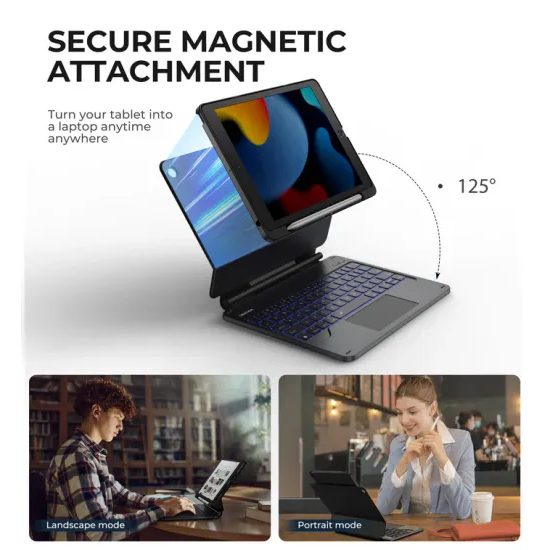 Dexnor magnetski etui z tipkovnico, iPad 7 / 8 / 9 10.2", črn