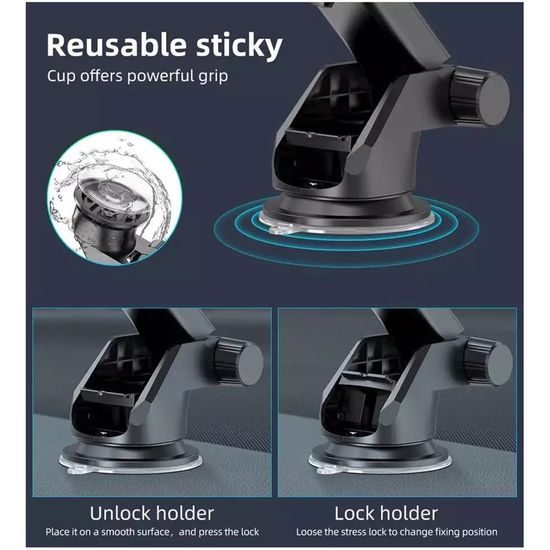 Techsuit Gravitační držák na palubní desku nebo čelní sklo S113, černý