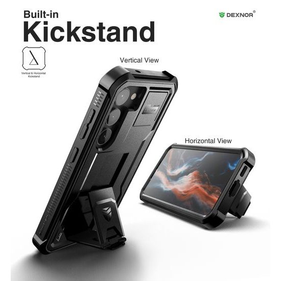 Dexnor 360 Kickstand obal Samsung Galaxy S23, čierny