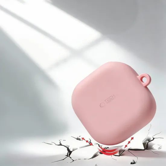 Tech-Protect Silikon Schutzhülle für Samsung Galaxy Buds 4 / 4 Pro - Kabelloses Laden - Mit Karabiner - Rosa