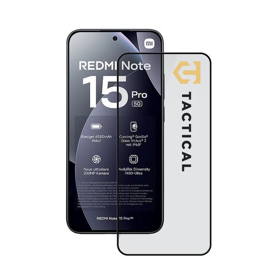 Tactical Glass Shield 5D τζαμάκι για Xiaomi Redmi Note 15 Pro 5G, μαύρο